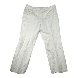 Kasper Audrey Classic Side Zip Linen‎ Blend Pants size 18 White